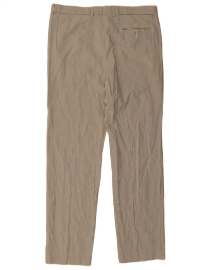 Calça Chino Masculina Marks & Spencer Regular Fit W36 L33 Linho Bege