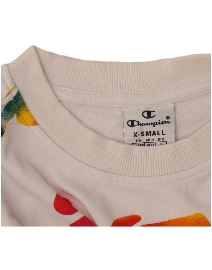 CHAMPION Suéter feminino oversized com estampa gráfica UK 6 XS branco