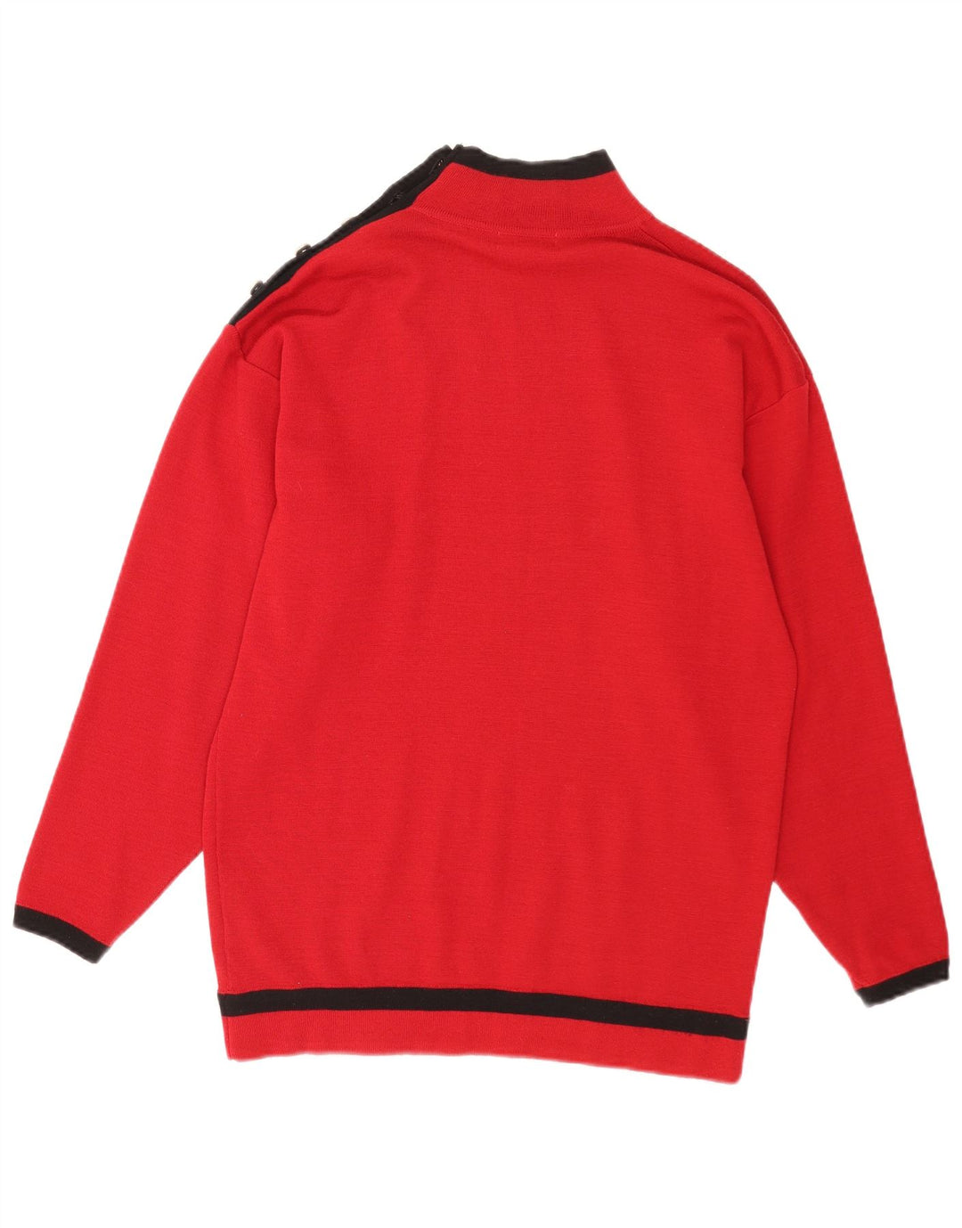 Suéter feminino Windsmoor com gola e botão UK 14 bloco colorido vermelho médio