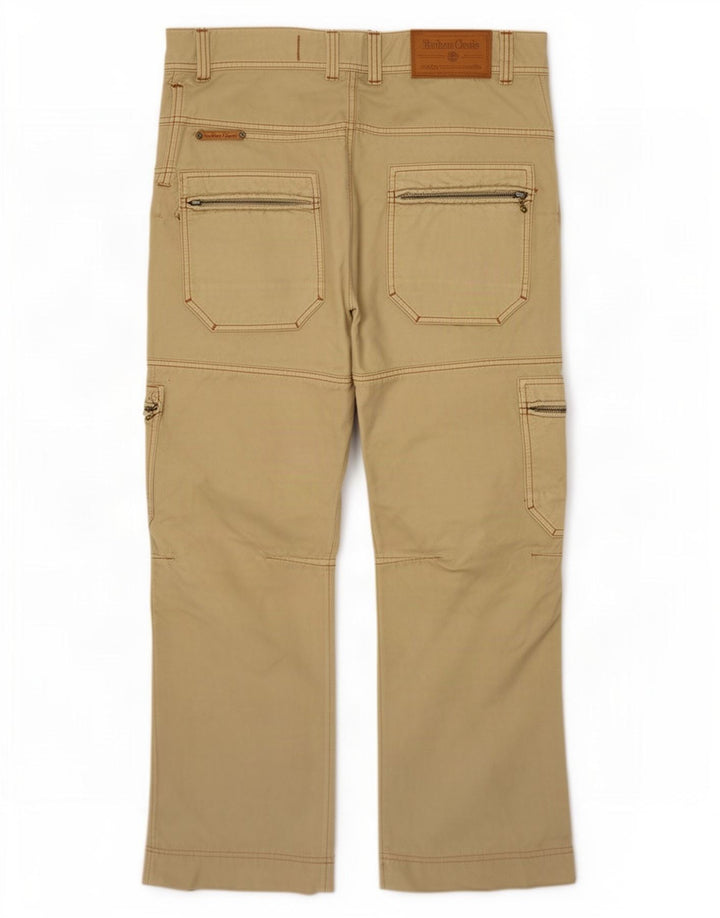 Calça cargo reta masculina Marlboro Classics W32 L34 algodão cáqui