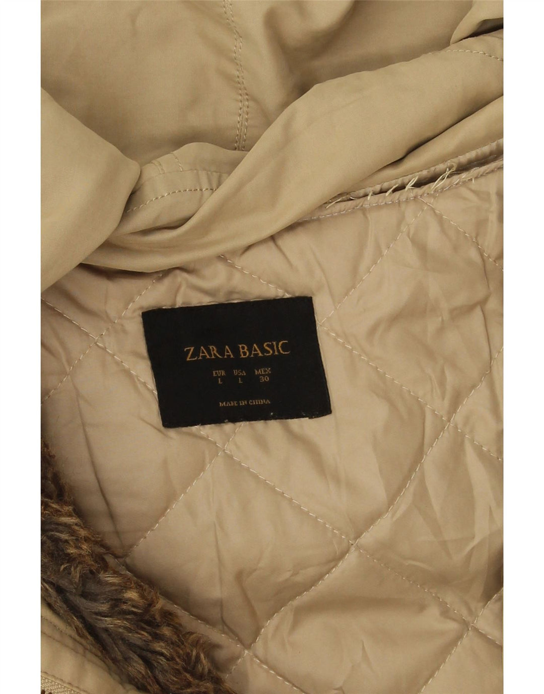 Zara Jaqueta Parka Feminina com Capuz Reino Unido 16 Grande Bege
