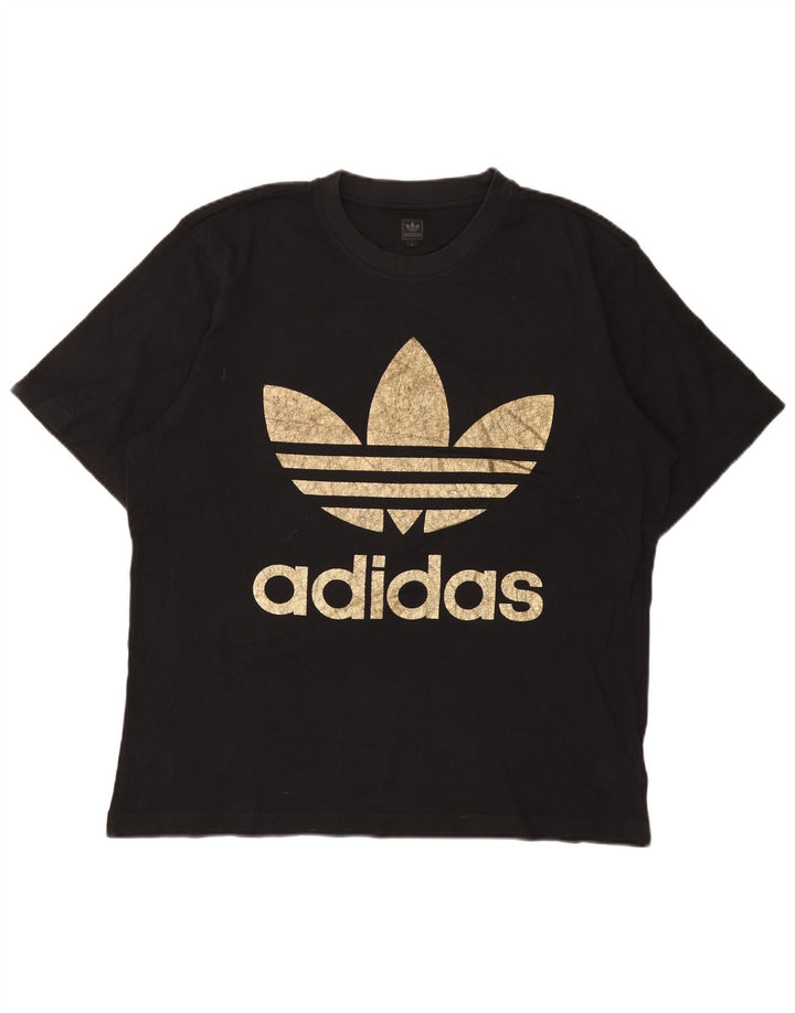 Adidas Mens Graphic T-Shirt Top Grande Algodão Preto