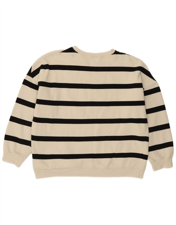 Moletom feminino MINT VELVET Reino Unido 14 algodão listrado branco médio