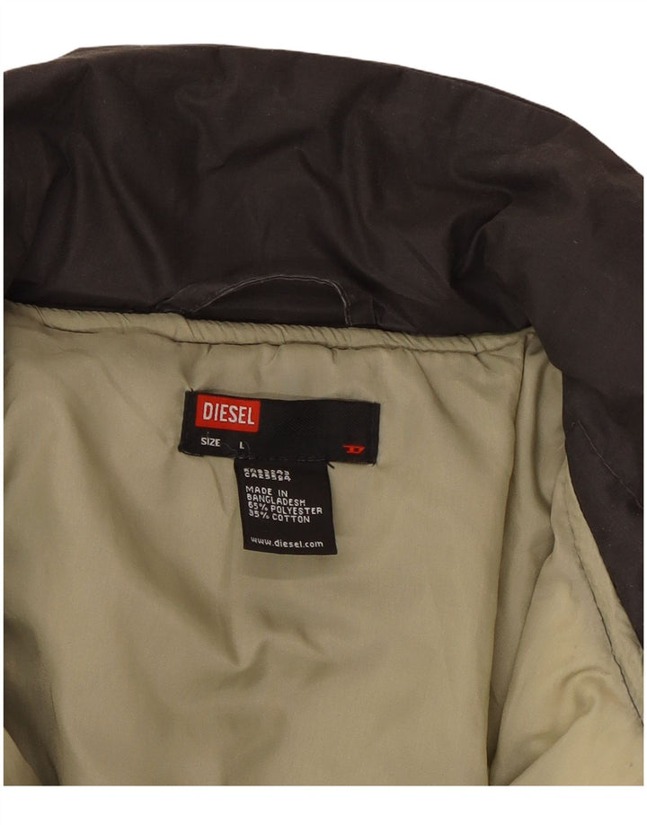 Jaqueta acolchoada masculina DIESEL UK 40 poliéster cinza grande