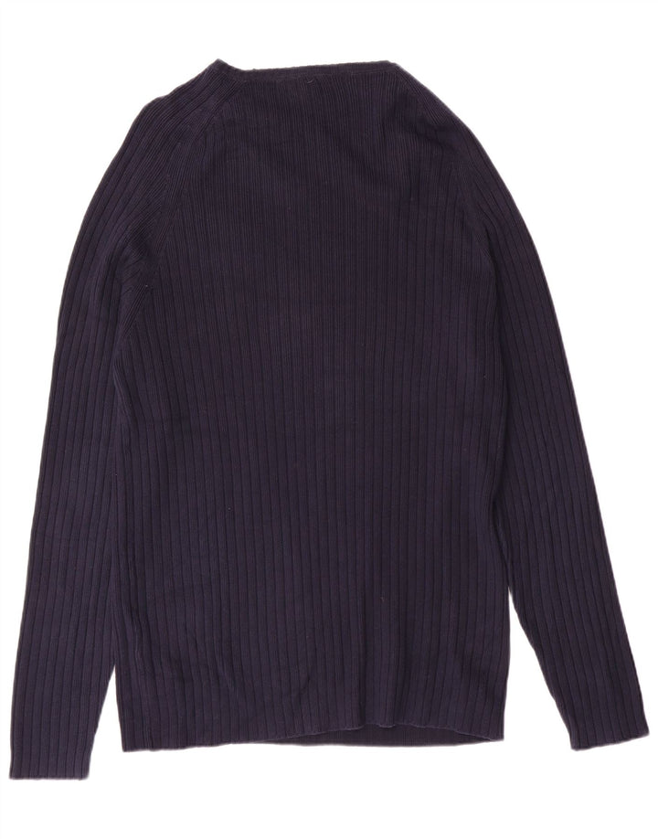 Suéter masculino Zara com decote em V grande algodão azul marinho
