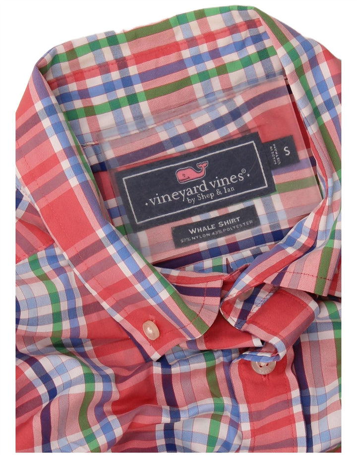 Camisa masculina VINEYARD VINES pequena xadrez vermelha de nylon