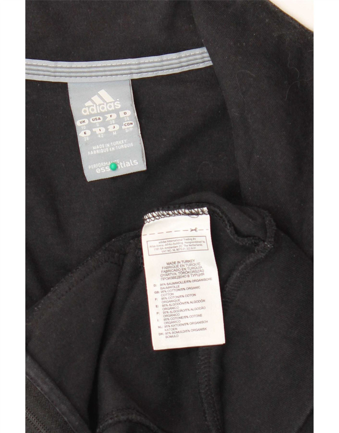 Adidas Womens Tracksuit Top Jacket UK 10 Pequeno Algodão Preto