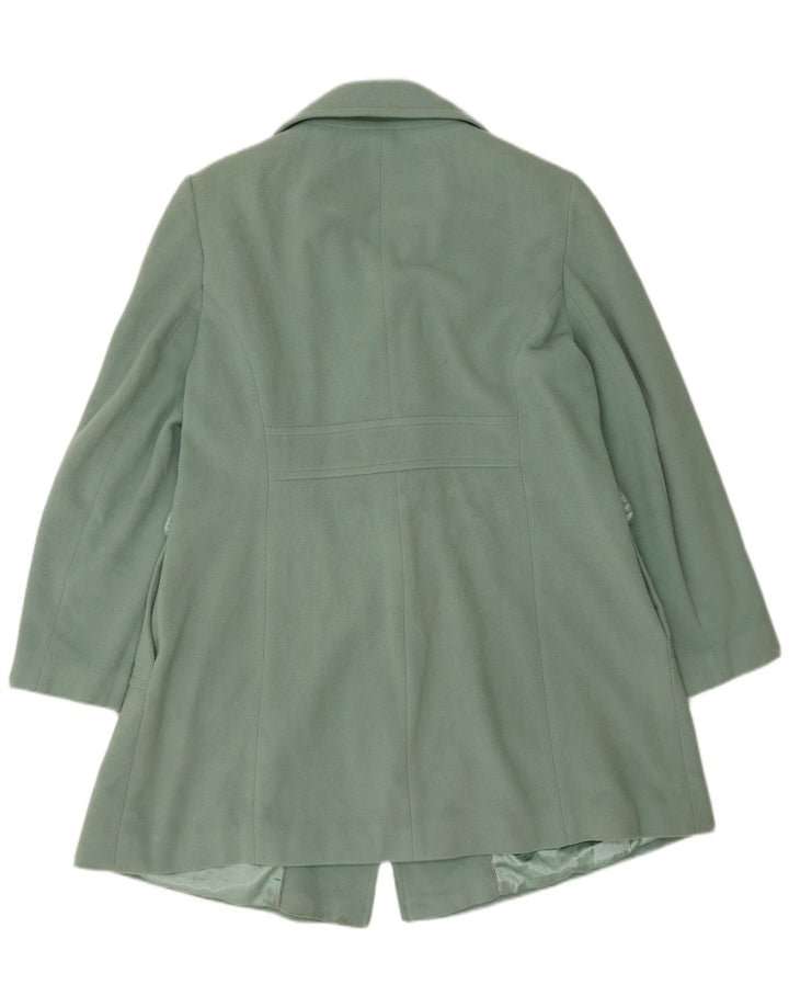 Casaco feminino Marks & Spencer com peito duplo Reino Unido 16 grande lã verde
