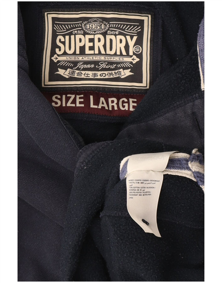 Suéter masculino Superdry com gola redonda e botão gráfico grande algodão azul marinho