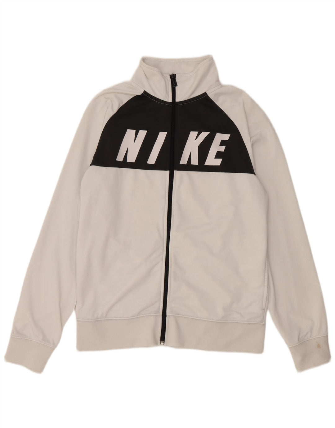 NIKE Mens Graphic Tracksuit Top Jacket Médio Branco Colourblock Poliéster
