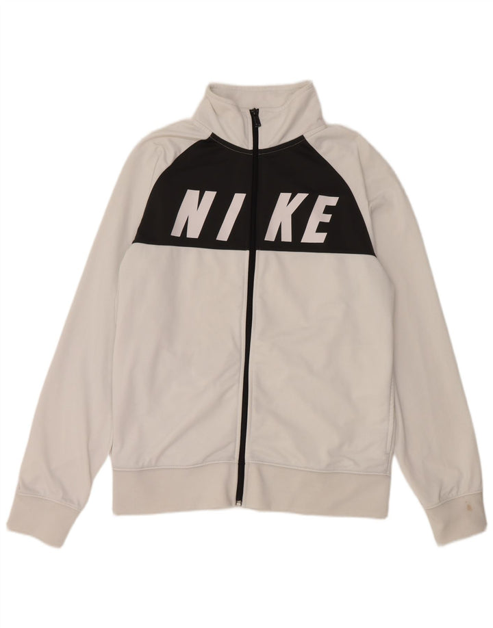 NIKE Mens Graphic Tracksuit Top Jacket Médio Branco Colourblock Poliéster
