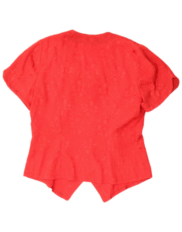 Vintage Womens Short Sleeve Shirt Blouse UK 14 Large Red Floral