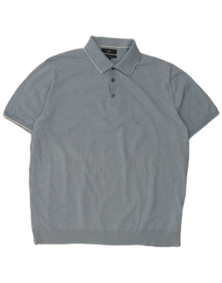 Camisa polo masculina Marks & Spencer XL azul algodão