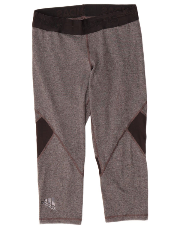 Adidas Womens Climacool Capri Leggings UK 12/14 Medium  Grey Colourblock