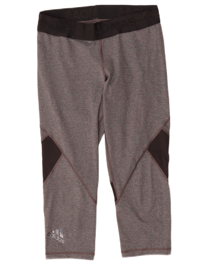 Adidas Womens Climacool Capri Leggings UK 12/14 Medium Grey Colourblock
