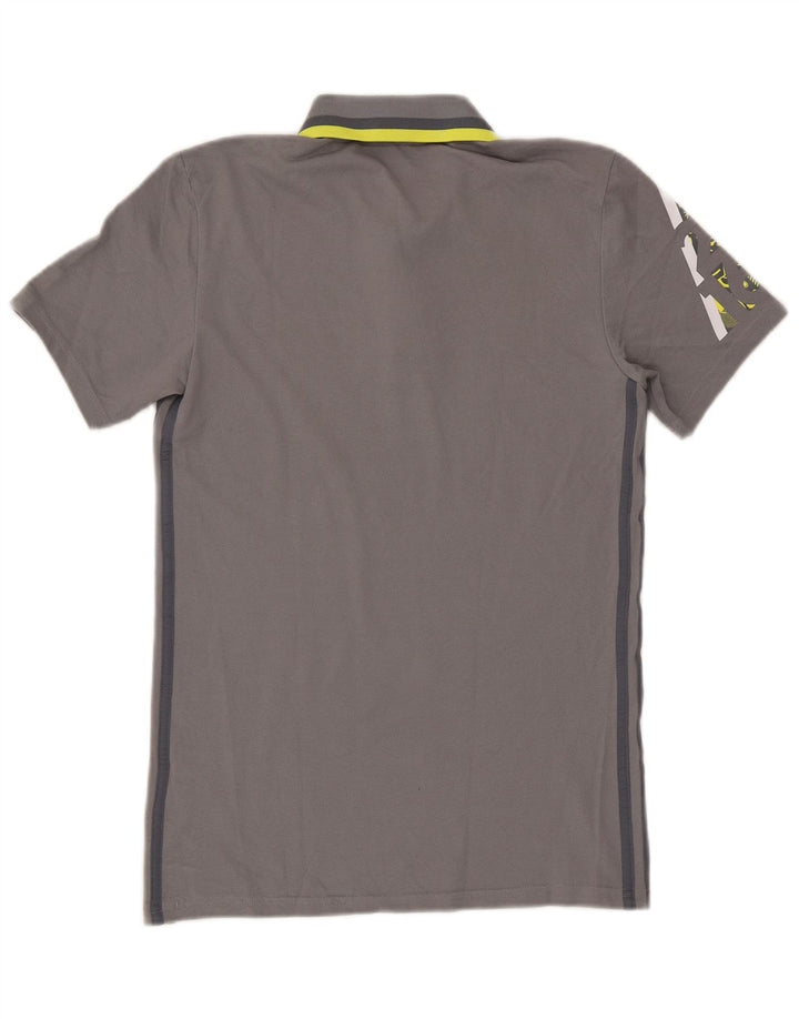Adidas Mens Climalite Graphic Polo Shirt Pequeno Algodão Cinza