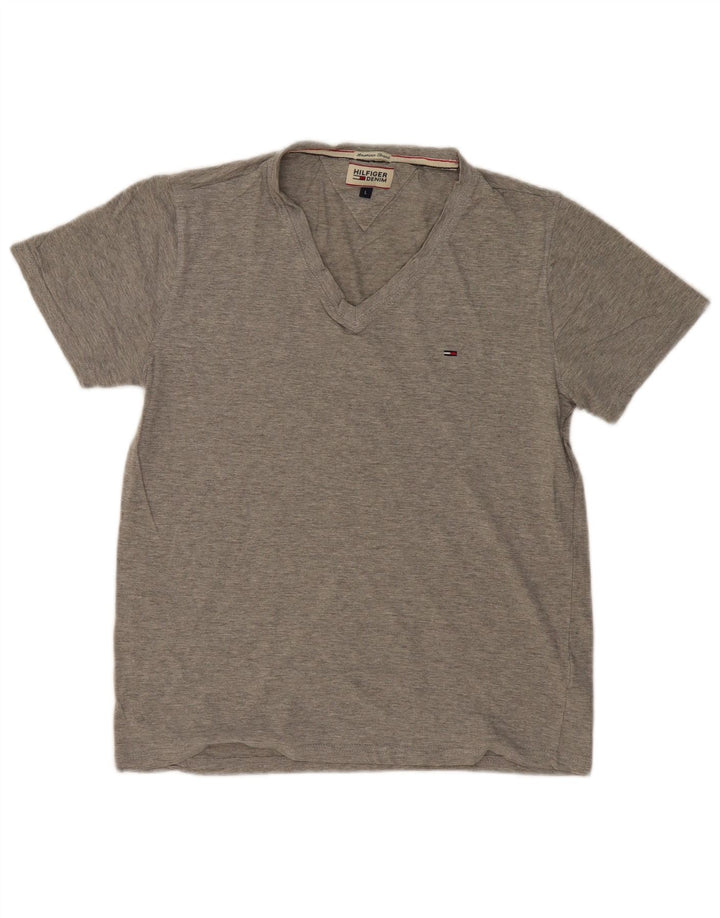 Camiseta masculina TOMMY HILFIGER grande algodão cinza