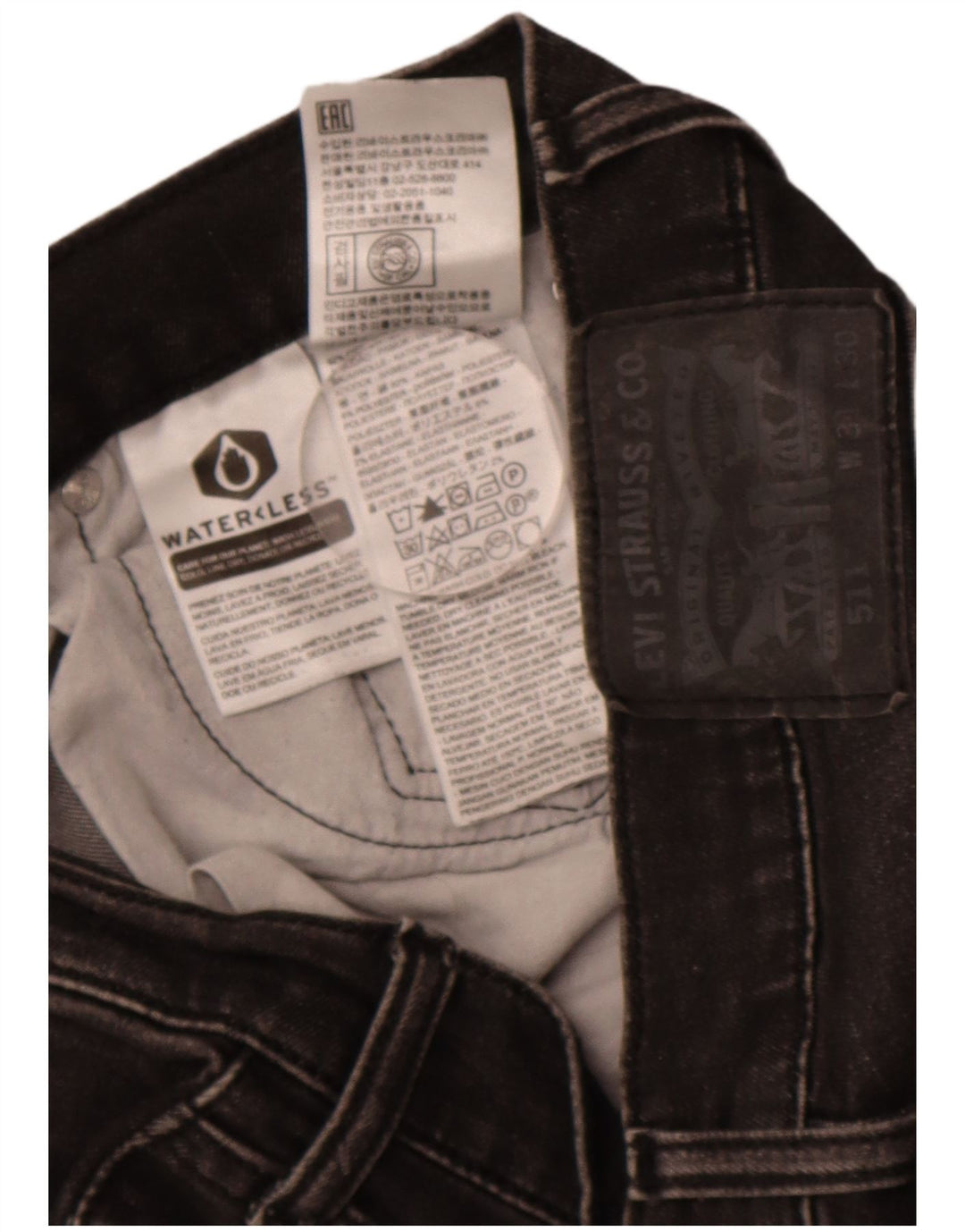 LEVI'S Masculino 511 Slim Jeans W31 L30 Algodão Preto