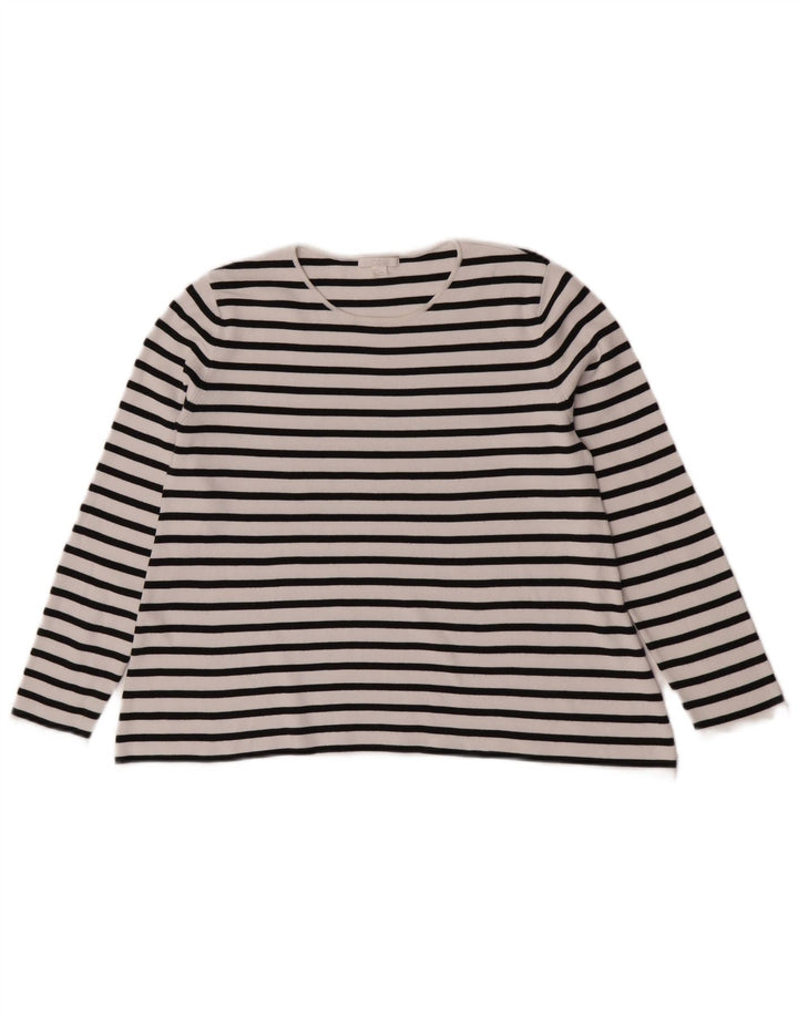 Cos Womens Top Manga Longa UK 10 Pequeno Listrado Branco