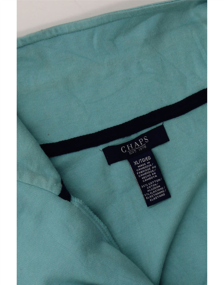 CHAPS Pulôver feminino com zíper e gola alta, pulôver, Reino Unido 18 XL, algodão azul