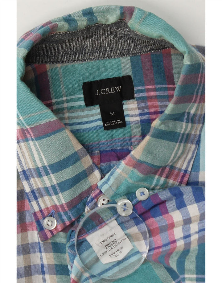 J. Crew Camisa masculina de manga curta de algodão xadrez azul médio