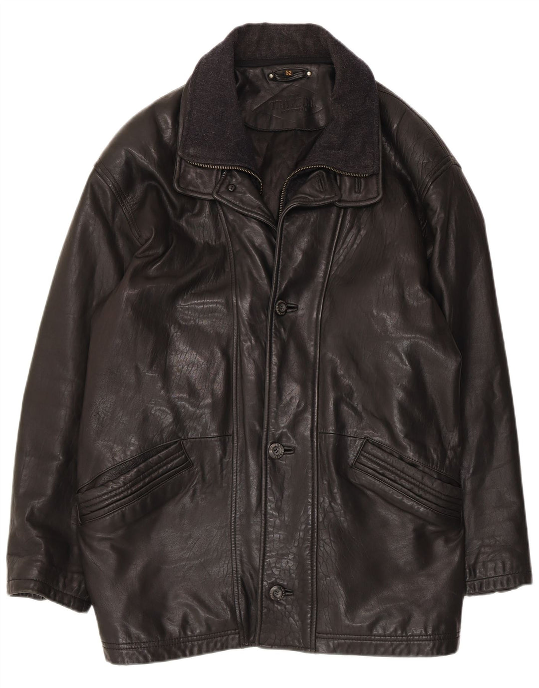Jaqueta de couro masculina Trapper EU 52 XL couro preto