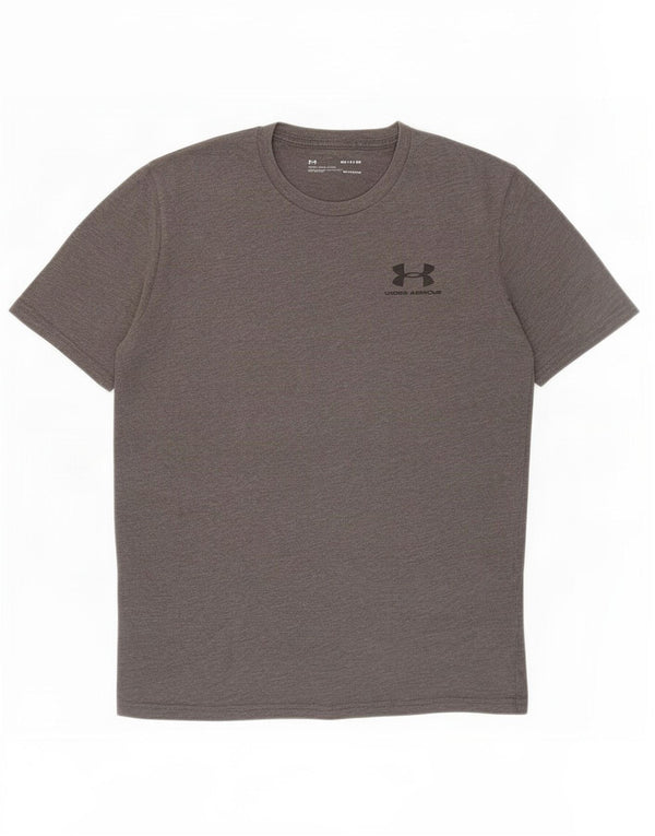 Camiseta masculina Under Armour Heat Gear Top cinza médio manchado de algodão