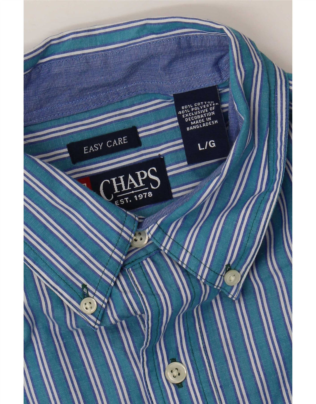 Camisa masculina Chaps grande algodão listrado azul