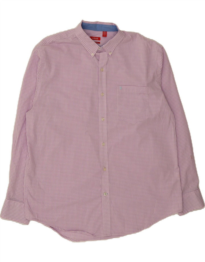 IZOD Mens Shirt Large Pink Gingham Cotton Vintage Izod and Second-Hand Izod from Messina Hembry 