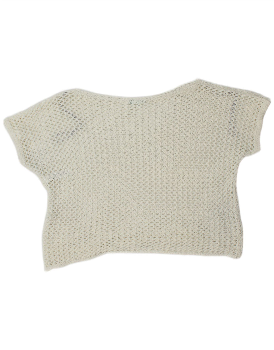 Top cropped feminino de crochê grande da Benetton Reino Unido 10 algodão branco pequeno
