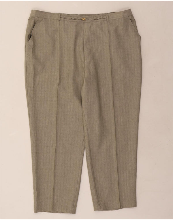 Calça chino feminina Marks & Spencer de cintura alta Reino Unido 22 3XL W44 L26 cáqui