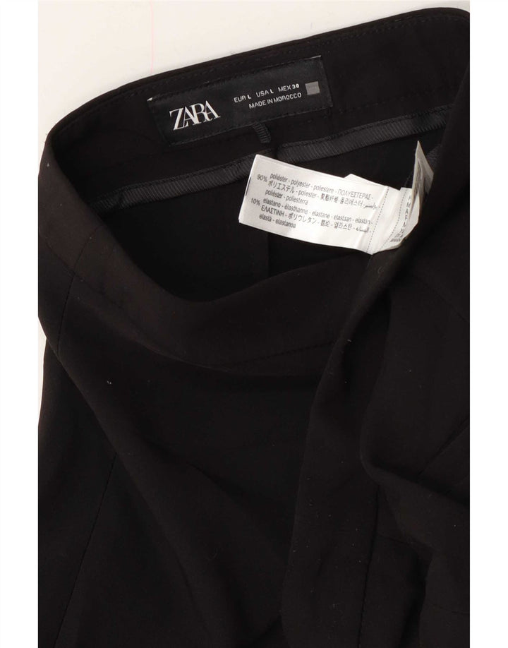 Zara Calça feminina reta casual grande W30 L27 poliéster preto