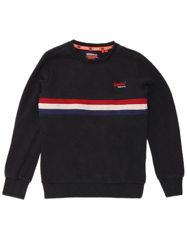 Superdry moletom masculino jumper médio azul marinho algodão colorblock