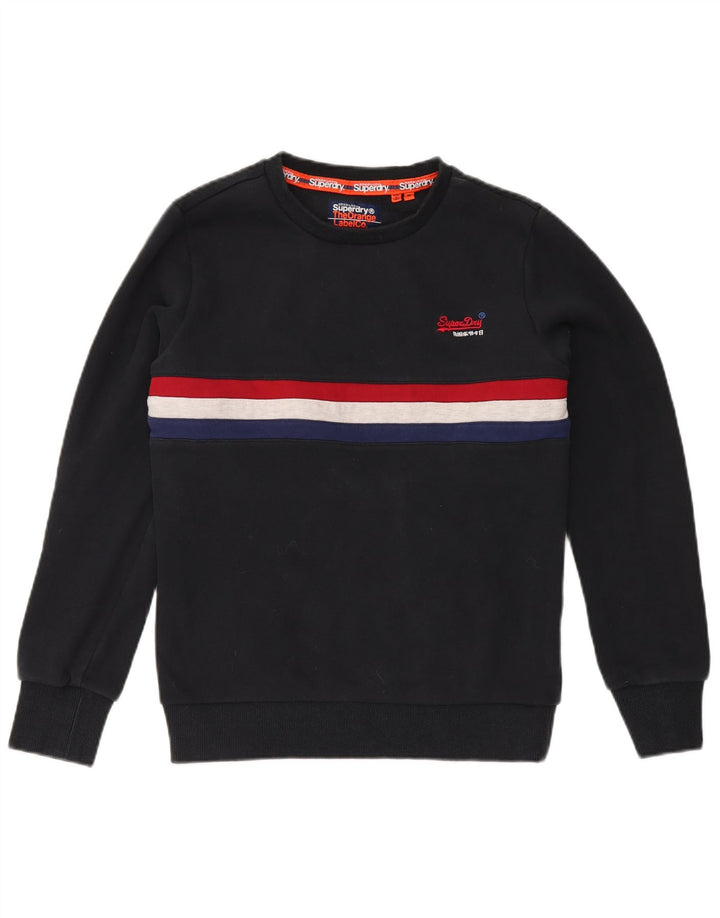 Superdry moletom masculino jumper médio azul marinho algodão colorblock