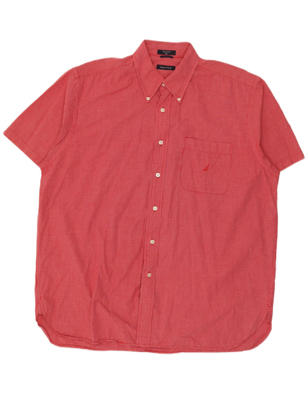 Camisa masculina de manga curta Nautica XL vermelho xadrez algodão