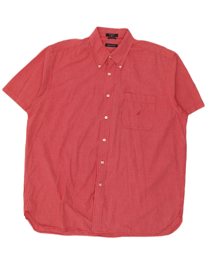Camisa masculina de manga curta Nautica XL vermelho xadrez algodão