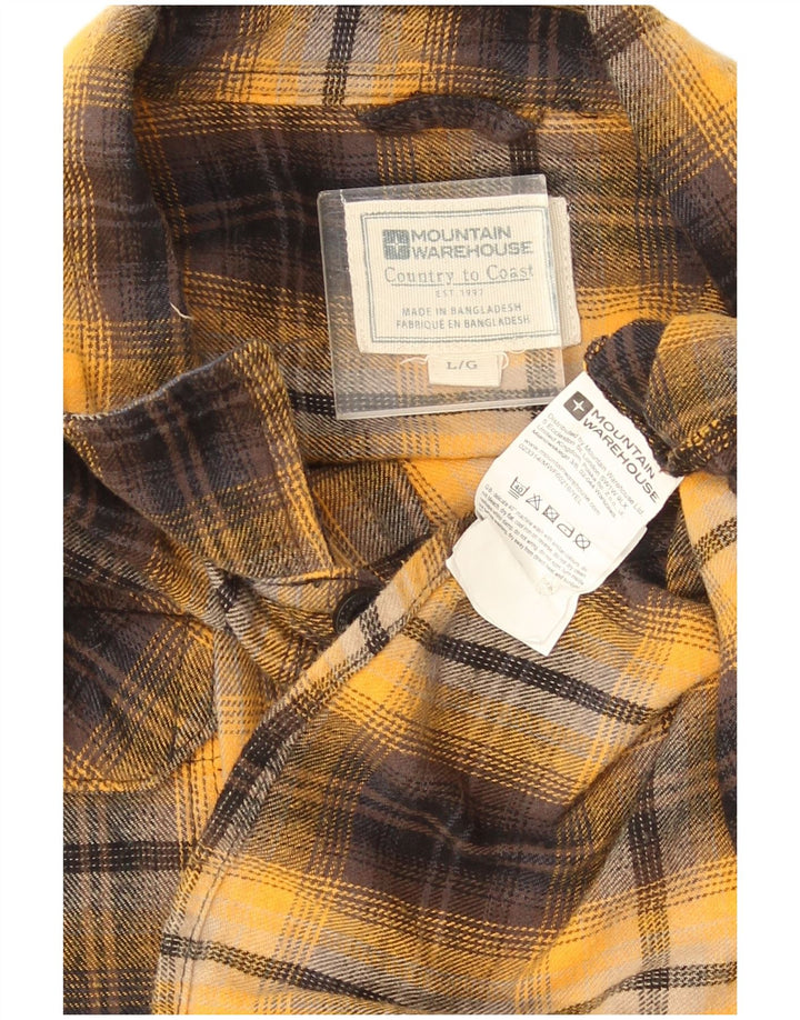 Camisa de flanela masculina Mountain Warehouse grande algodão xadrez amarelo