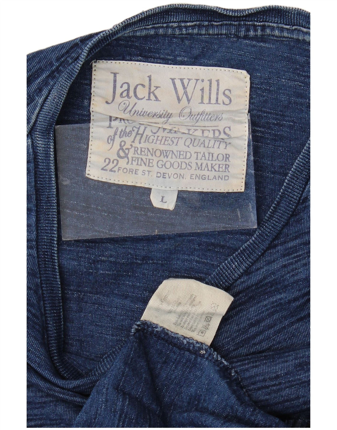 JACK WILLS Top masculino de manga comprida grande algodão manchado azul marinho