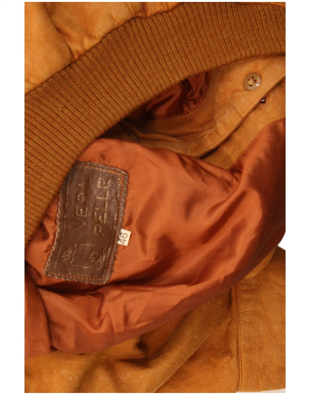 Jaqueta bomber masculina vintage de camurça IT 46 couro bege pequeno