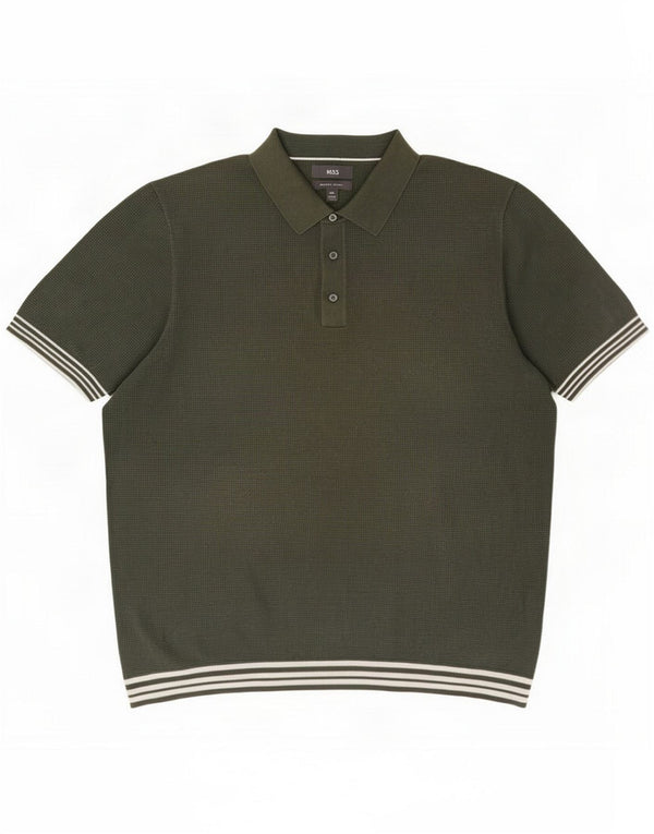 Suéter feminino com gola polo Marks & Spencer Reino Unido 16 2XL Cáqui