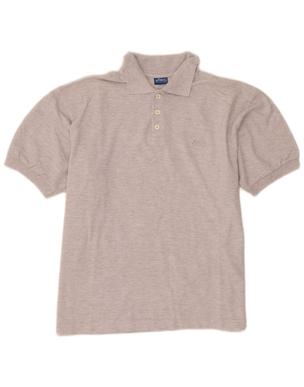 Camisa polo masculina Asics XL cinza manchado de algodão