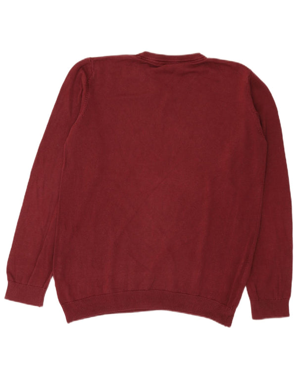 Suéter Marks & Spencer Boys com decote em V 15-16 anos algodão Borgonha