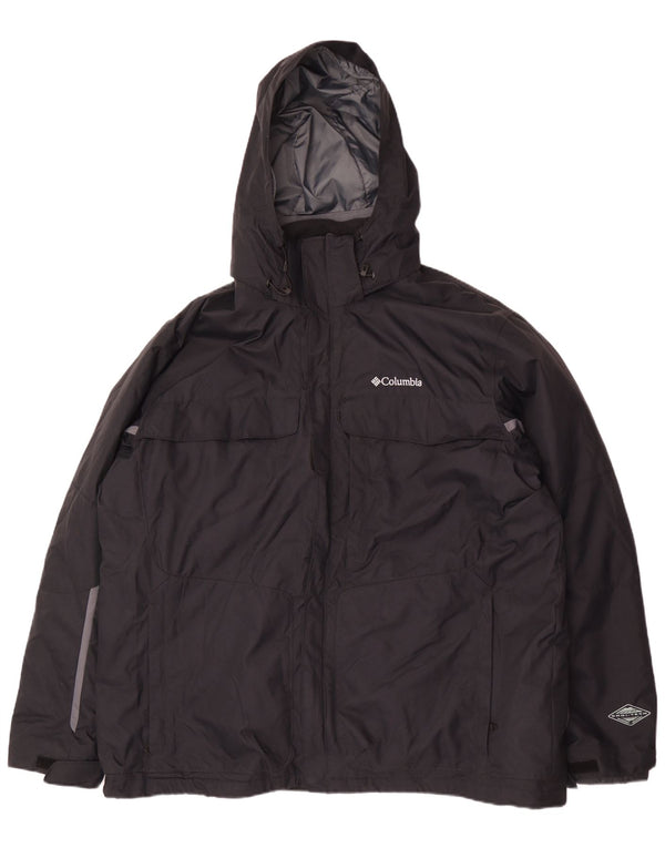 Jaqueta corta-vento masculina Columbia Omni-Tech com capuz Reino Unido 44 2XL preto nylon