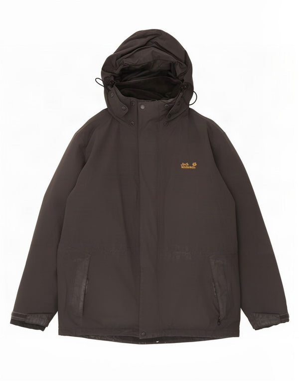 Jaqueta corta-vento masculina Jack Wolfskin com capuz Reino Unido 40/42 grande cinza poliamida