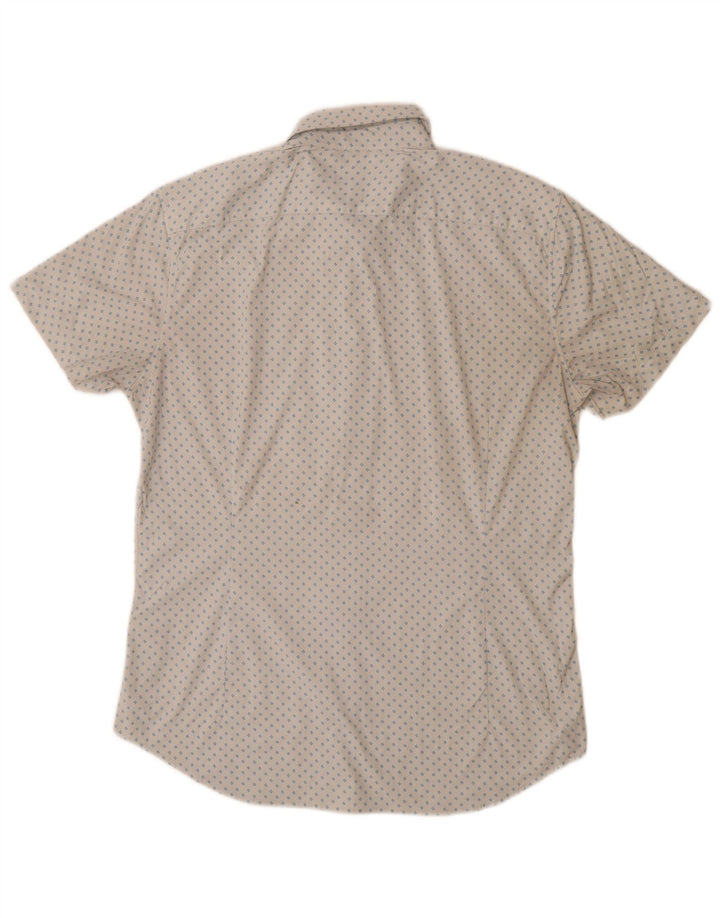 BONOBOS Camisa masculina de manga curta sob medida, grande, branca, floral, nylon