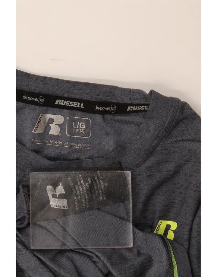 Camisola Russell Athletic Boys Dri-Power manga comprida 10-11 anos grande cinzento