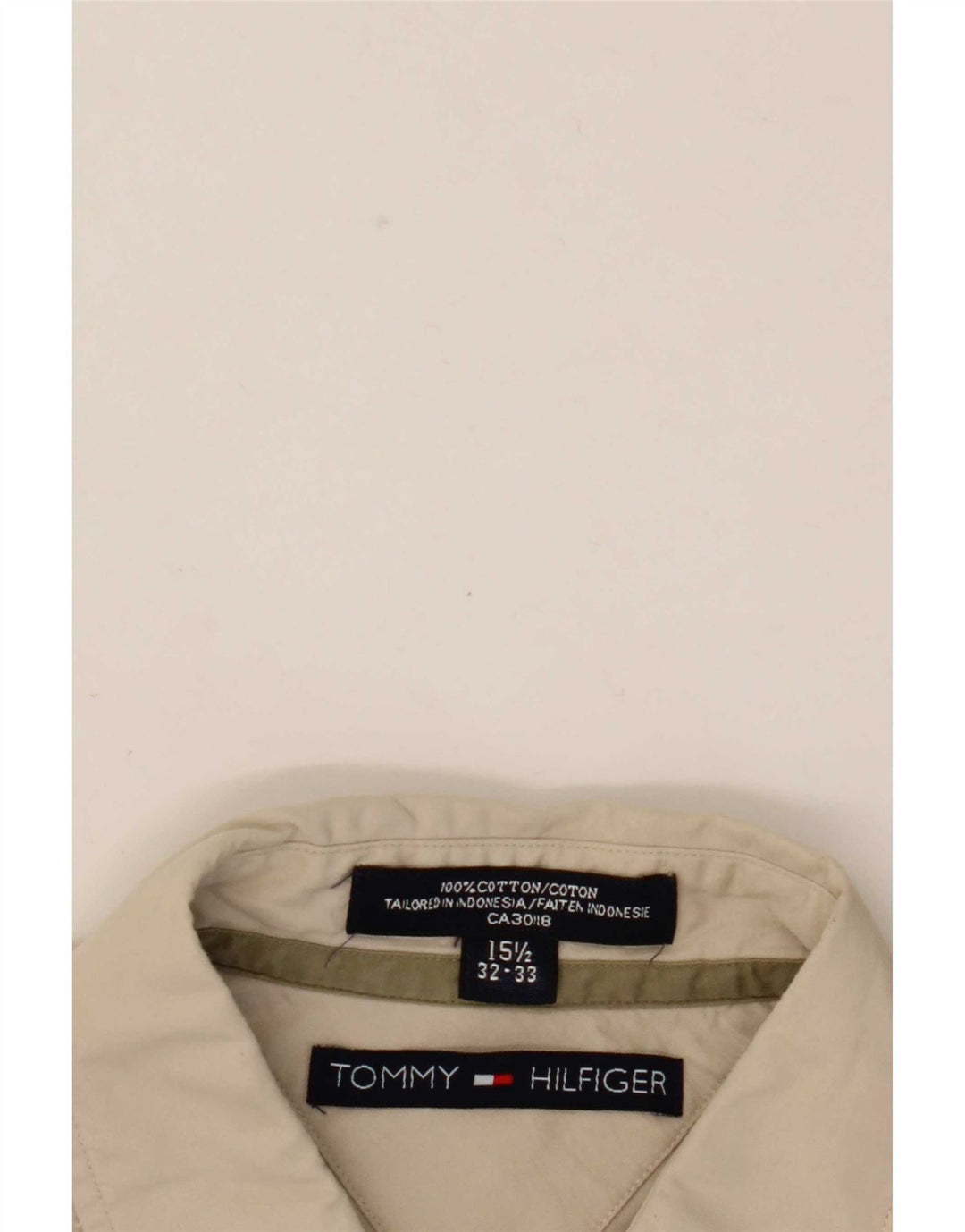 Camisa masculina Tommy Hilfiger tamanho 15 1/2 algodão bege médio