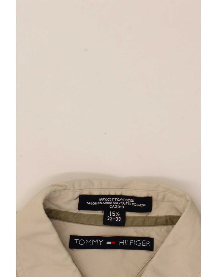 Camisa masculina Tommy Hilfiger tamanho 15 1/2 algodão bege médio