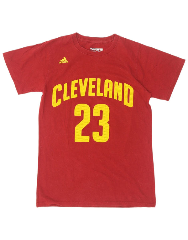 Adidas Mens Cleveland Graphic Camiseta Top Pequeno Algodão Vermelho