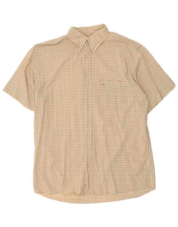 Camel Active Camisa masculina de manga curta grande xadrez bege
